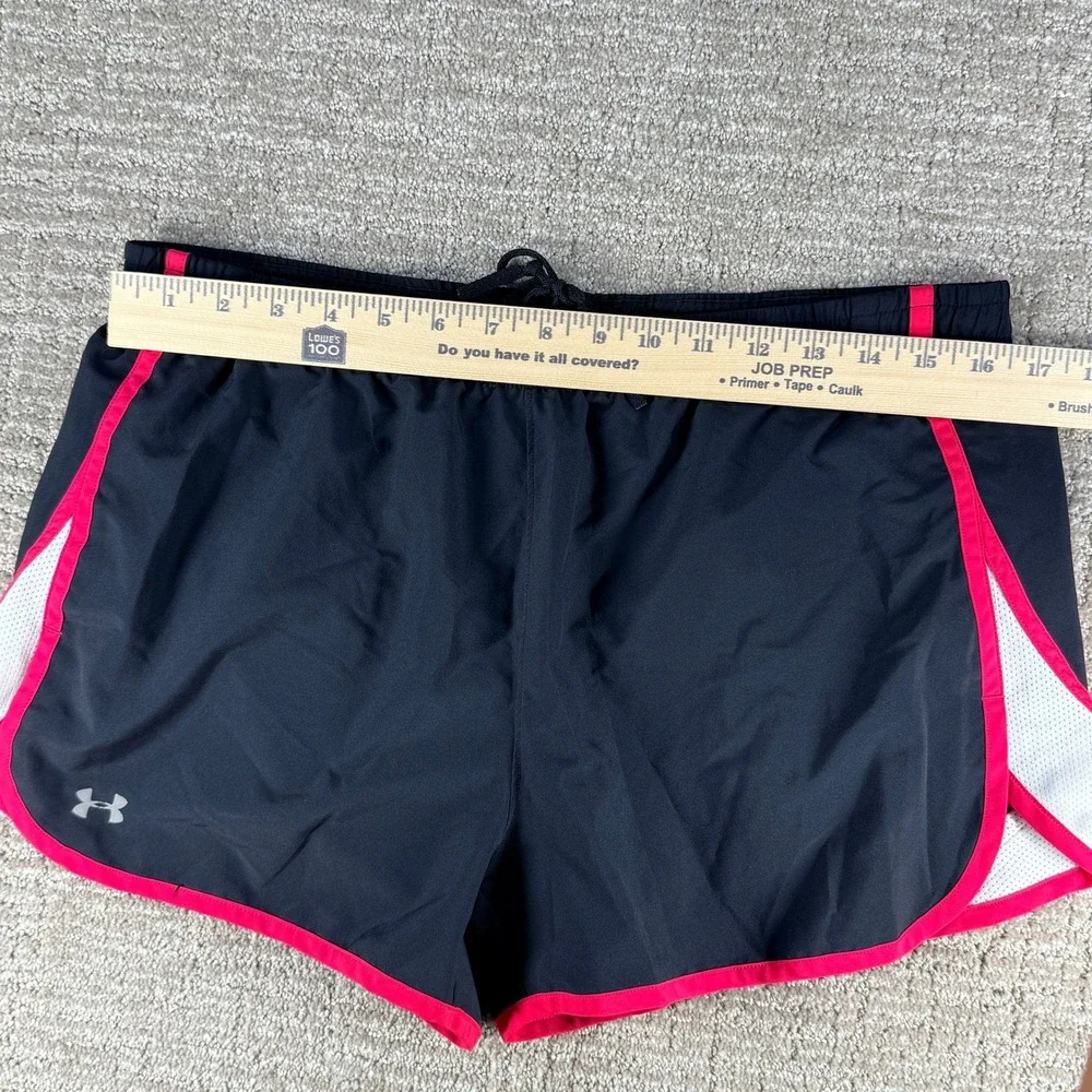 Under Armour HeatGear Running Shorts Mesh Trim Black Pink Large Polyester Womens
